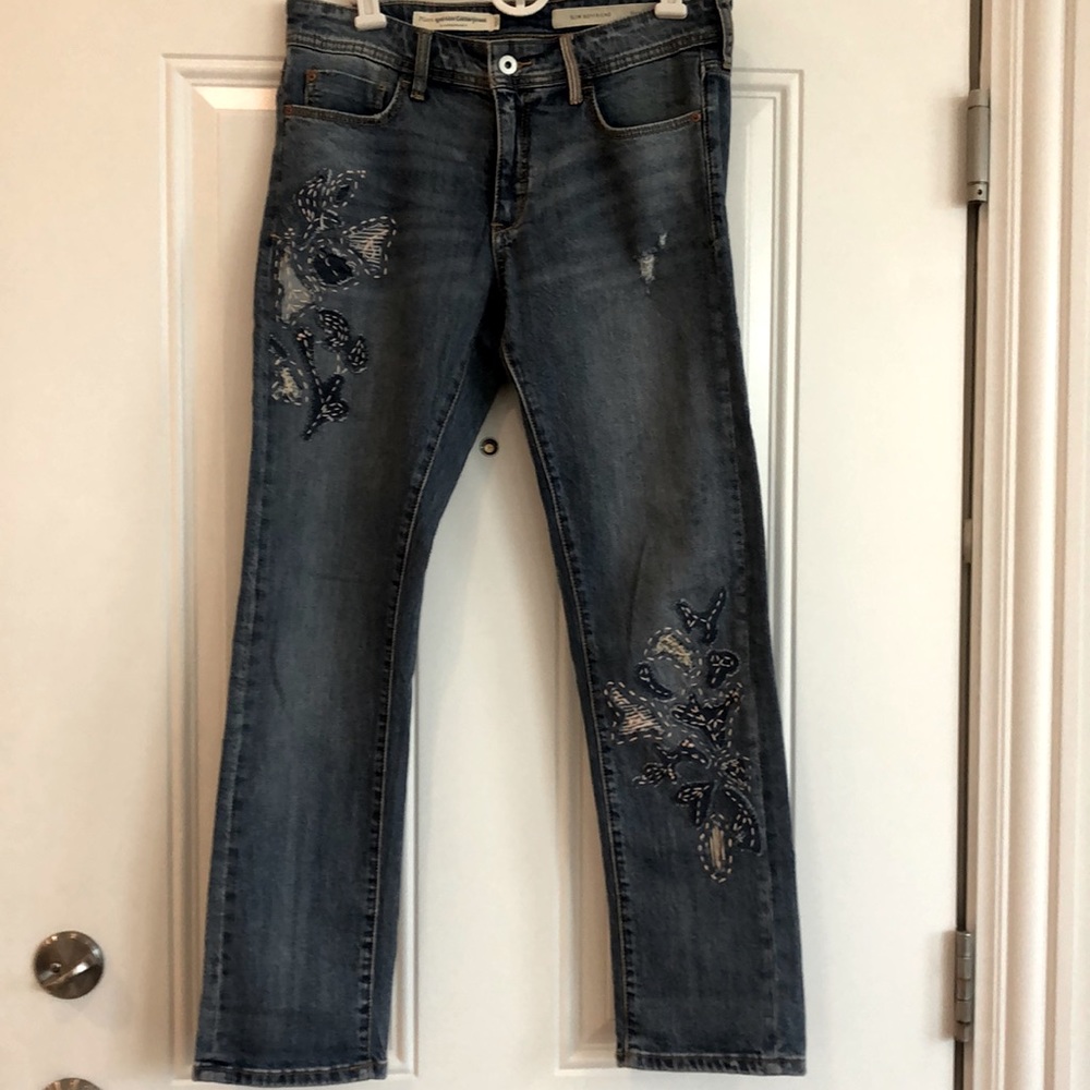 Anthropologie Pilcro and the Letterpress slim boyfriend patchwork jeans size 27